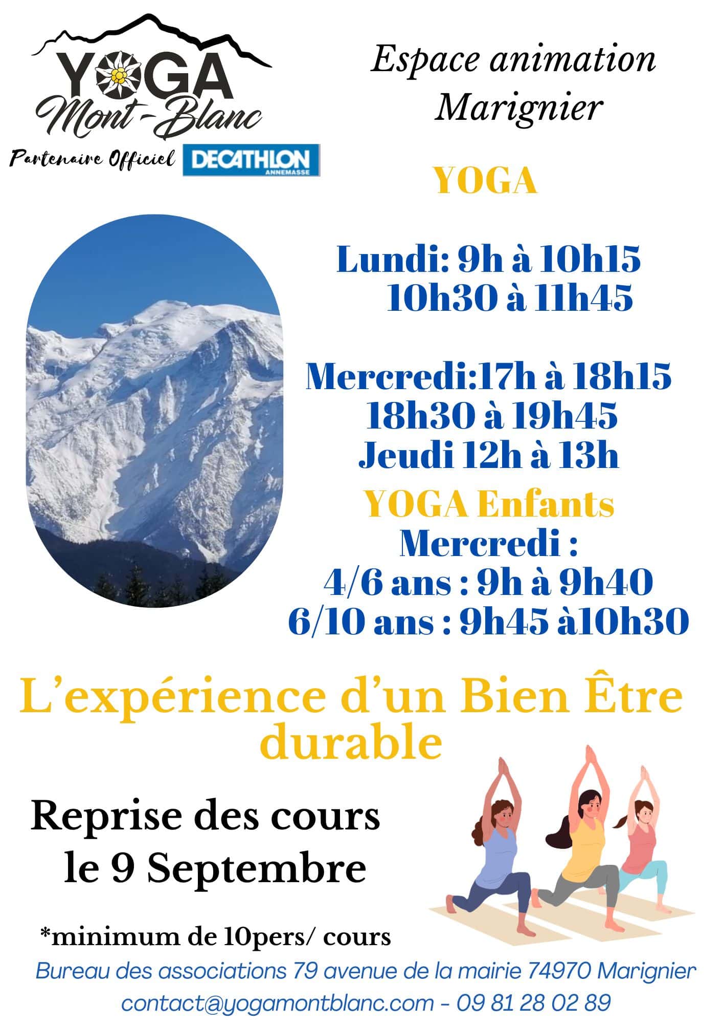 PLANNING COURS YOGA MARIGNIER